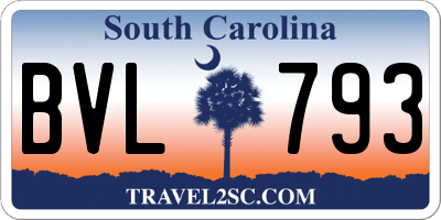SC license plate BVL793