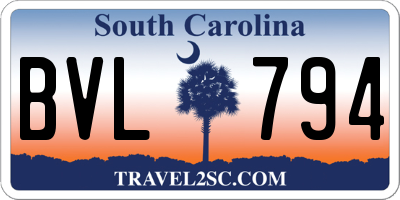 SC license plate BVL794