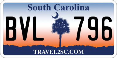 SC license plate BVL796
