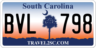 SC license plate BVL798