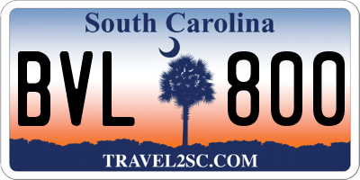SC license plate BVL800