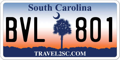 SC license plate BVL801