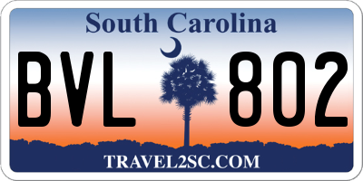 SC license plate BVL802
