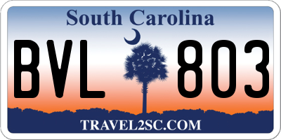 SC license plate BVL803