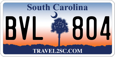 SC license plate BVL804