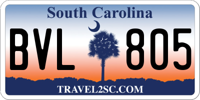 SC license plate BVL805