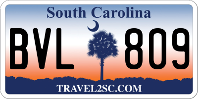 SC license plate BVL809