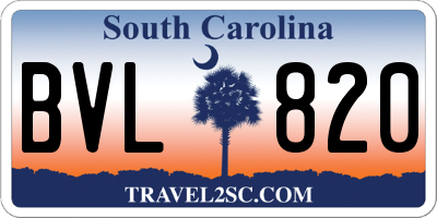 SC license plate BVL820