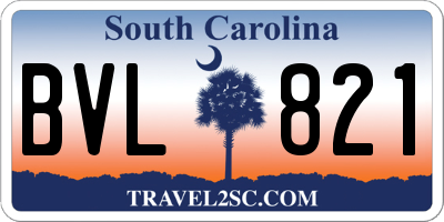 SC license plate BVL821