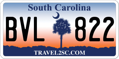 SC license plate BVL822