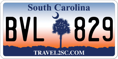 SC license plate BVL829
