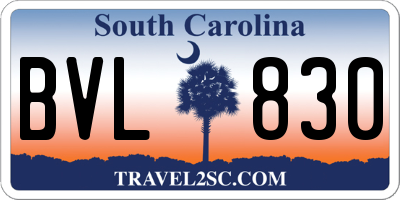 SC license plate BVL830