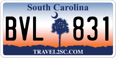 SC license plate BVL831