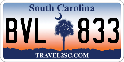 SC license plate BVL833