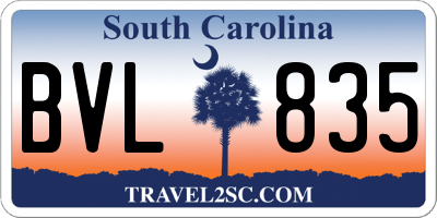 SC license plate BVL835