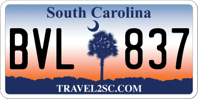 SC license plate BVL837