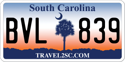 SC license plate BVL839