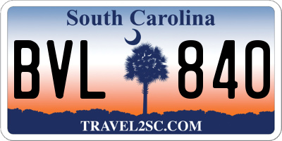 SC license plate BVL840