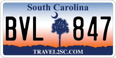 SC license plate BVL847