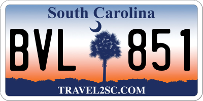 SC license plate BVL851
