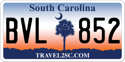SC license plate BVL852