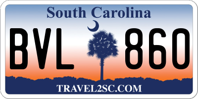 SC license plate BVL860