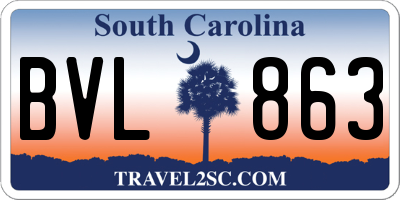 SC license plate BVL863