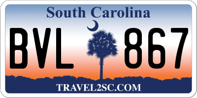 SC license plate BVL867