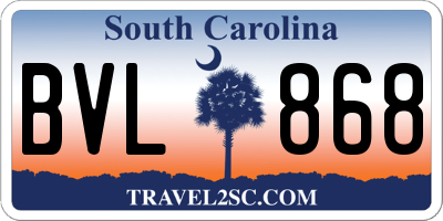 SC license plate BVL868