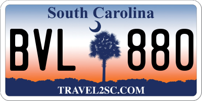 SC license plate BVL880