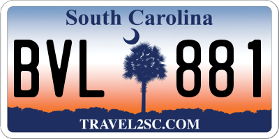 SC license plate BVL881