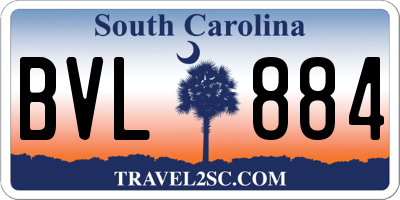 SC license plate BVL884