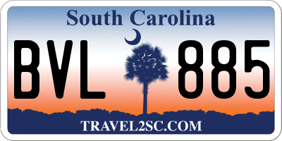 SC license plate BVL885