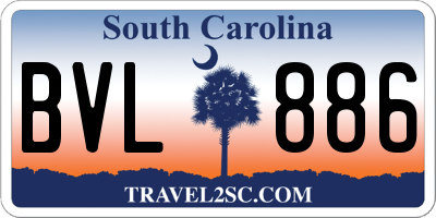 SC license plate BVL886