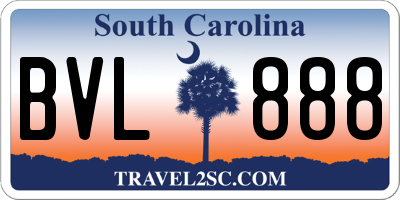 SC license plate BVL888