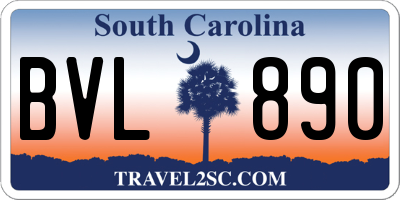 SC license plate BVL890