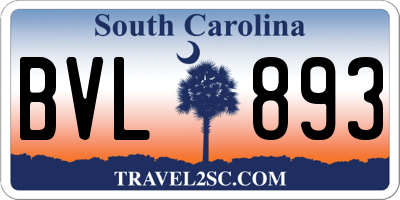 SC license plate BVL893
