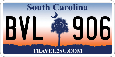 SC license plate BVL906