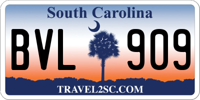 SC license plate BVL909