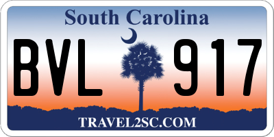 SC license plate BVL917