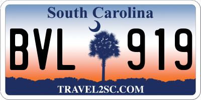 SC license plate BVL919