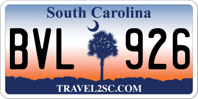 SC license plate BVL926