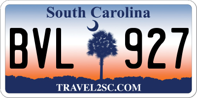 SC license plate BVL927