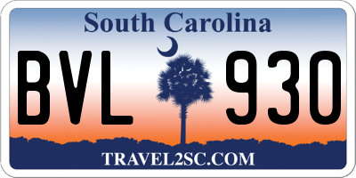 SC license plate BVL930