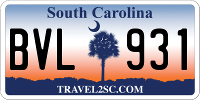 SC license plate BVL931
