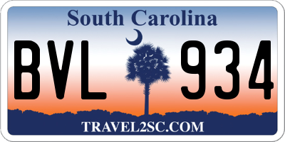 SC license plate BVL934