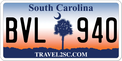 SC license plate BVL940
