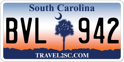 SC license plate BVL942