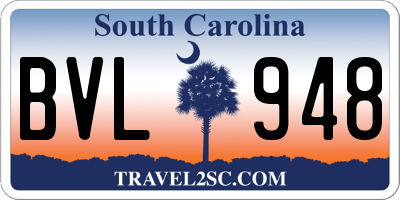 SC license plate BVL948