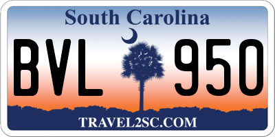 SC license plate BVL950